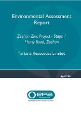 Thumbnail - Environmental assessment report : Zeehan Zinc Project - Stage 1 Henty Road, Zeehan, Tartana Resources Limited