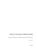 Thumbnail - Report on the conduct of Mr Milligan, MLA.