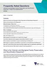 Thumbnail - Frequently asked questions : Victorian and Aboriginal family preservation and reunification response - phase two implementation.