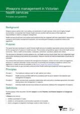 Thumbnail - Weapons management in Victorian health services : principles and guidelines.