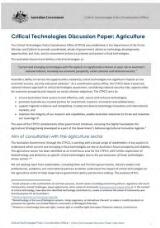 Thumbnail - Critical technologies discussion paper : agriculture