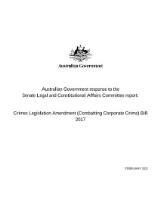 Thumbnail - Australian Government response to the Senate Legal and Constitutional Affairs Committee report : Crimes Legislation Amendment (Combatting Corporate Crime) Bill 2017