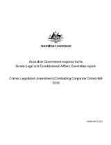 Thumbnail - Australian Government response to the Senate Legal and Constitutional Affairs Committee report : Crimes Legislation Amendment (Combatting Corporate Crime) Bill 2019