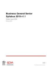 Thumbnail - Business General Senior Syllabus 2019 v1.1 : Subject report 2020.