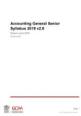Thumbnail - Accounting General Senior Syllabus 2019 v2.0 : Subject report 2020.