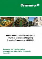Thumbnail - Economics and Governance Committee: Report No. 11, 57th Parliament-Public Health and Other Legislation (Further Extension of Expiring Provisions) Amendment Bill 2021.