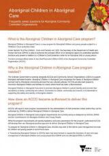 Thumbnail - Aboriginal children in Aboriginal care : frequently asked questions for Aboriginal community controlled organisations.