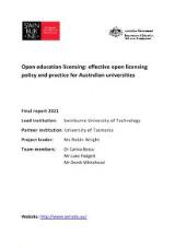 Thumbnail - Open Education Licensing: Effective open licensing policy and practice for Australian universities.