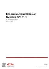 Thumbnail - Economics general senior syllabus 2019 v1.1 : subject report 2020