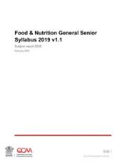 Thumbnail - Food & nutrition general senior syllabus 2019 v1.1 : subject report 2020