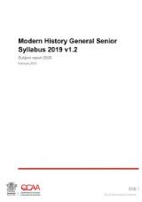 Thumbnail - Modern history general senior syllabus 2019 v1.2 : subject report 2020