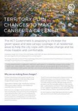 Thumbnail - Territory Plan changes to make Canberra greener : the ACT Government is proposing to increase the green space and tree canopy coverage in all residential areas to help the city cope with climate change and be more liveable and comfortable.