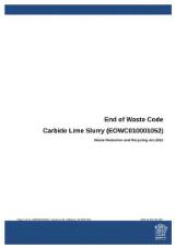 Thumbnail - End of Waste Code : Carbide Lime Slurry (EOWC010001052) : Waste Reduction and Recycling Act 2011.