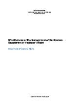 Thumbnail - Effectiveness of the Management of Contractors - Department of Veterans' Affairs : Department of Veterans' Affairs