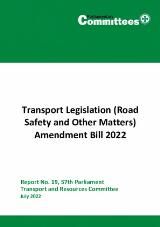 Thumbnail - Transport legislation (Road safety and other matters) amendment bill 2022