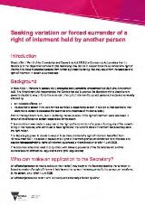 Thumbnail - Seeking variation or forced surrender of a right of interment held by another person.