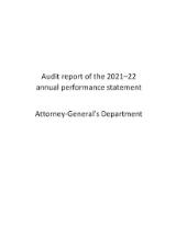 Thumbnail - Audit report of the annual performance statement : Attorney-General's Department.
