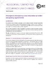Thumbnail - Residential Tenancy Act : occupancy law changes fact sheet : Changes to Occupancy Law: Education provider occupancy agreements.