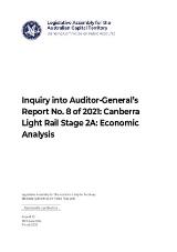 Thumbnail - Inquiry into Auditor-General's Report No. 8 of 2021: Canberra Light Rail Stage 2A : economic analysis.