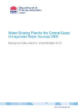 Thumbnail - Water sharing plan for the Central Coast unregulated water sources 2009 background document for amended plan 2016.