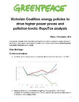Thumbnail - Victorian Coalition energy policies to drive higher power prices and pollution levels : RepuTex analysis.