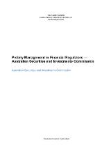 Thumbnail - Probity management in financial regulators : Australian Securities and Investments Commission