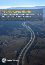 Thumbnail - Recharging Hume : how to save Hume $89 million in fuel costs and electrify the region's fleet : a report on the benefits of a strong fuel efficiency standard.