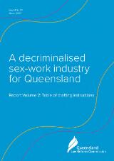 Thumbnail - A decriminalised sex-work industry for Queensland. report volume 2, table of drafting instructions