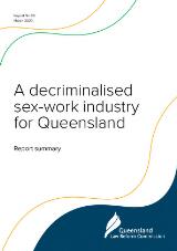 Thumbnail - A decriminalised sex-work industry for Queensland. report summary