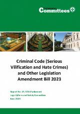 Thumbnail - Report No. 49, 57th Parliament : Criminal Code (Serious Vilification and Hate Crimes) and Other Legislation Amendment Bill 2023