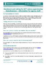 Thumbnail - Enrolment and voting for ACT voters experiencing homelessness - information for agency staff : fact sheet.