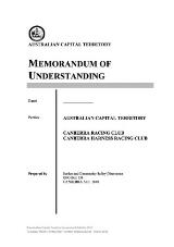 Thumbnail - Memorandum of understanding between the Australian Capital Territory and Canberra racing club Canberra harness racing club.