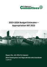 Thumbnail - State Development and Regional Industries Committee. Report No. 43, 57th Parliament : 2023-24 Budget Estimates : Appropriation Bill 2023.