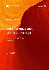 Thumbnail - GSWA Open Day 2023 : conference program : future-focused geoscience, 19 November 2023.