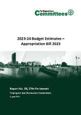 Thumbnail - Transport and Resources Committee. Report No. 38, 57th Parliament : 2023-24 Budget Estimates : Appropriation Bill 2023.