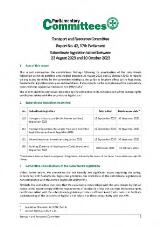 Thumbnail - Subordinate legislation tabled between 23 August 2023 and 10 October 2023