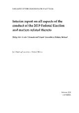 Thumbnail - Interim report on all aspects of the conduct of the 2019 Federal Election and matters related thereto : delegation to the International Grand Committee, Dublin, Ireland