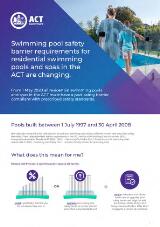 Thumbnail - Swimming pool safety barrier requirements for residential swimming pools and spas in the ACT are changing : pools built between 1 July 1997 and 30 April 2008.
