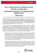 Thumbnail - Royal Commission into National Natural Disaster Arrangements-Queensland Government's Fifth Implementation progress report - January 2024.