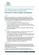 Thumbnail - The right to be safe : ensuring sexual safety in acute mental health inpatient units : Responses from services to project recommendations.