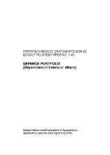 Thumbnail - Portfolio budget statements ... Department of Veterans' Affairs portfolio : budget Initiatives and explanations of appropriations specified by outcomes and programs by entity 