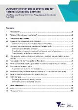 Thumbnail - Overview of changes to provisions for Forensic Disability Services : Disability and Social Services Regulation Amendment Act 2023.