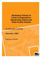 Thumbnail - Reviewing victims of crime compensation : sentencing orders and state-funded awards : summary paper.
