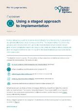 Thumbnail - Using a staged approach to implementation : explainer : Plain language summary.