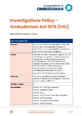 Thumbnail - Investigations Policy Ombudsman Act 1976 (Cth) endorsed August 2023.