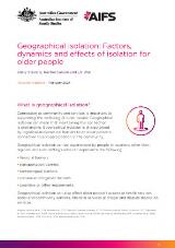 Thumbnail - Geographical isolation : factors, dynamics and effects of isolation for older people.