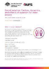 Thumbnail - Social isolation : factors, dynamics and effects of isolation for older people, research snapshot