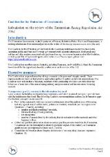 Thumbnail - Submission on the review of the Tasmanian Racing Regulation Act 2004.