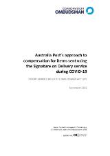 Thumbnail - Australia Post’s approach to compensation for items sent using the Signature on Delivery service during COVID-19 : report under S 19V of the Ombudsman ACT 1976