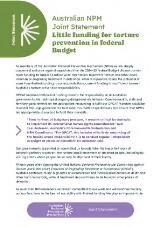 Thumbnail - Australian NPM joint statement : little funding for torture prevention in federal budget